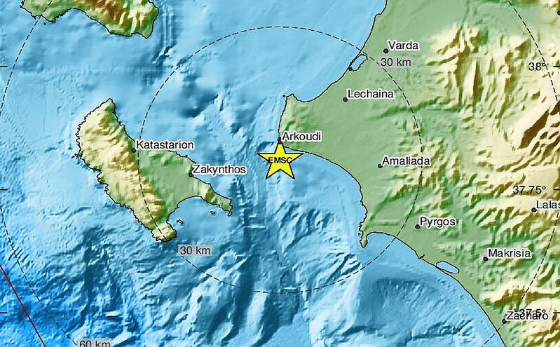 Σεισμός ανοιχτά της Ζακύνθου &#8211; Έγινε αισθητός και σε περιοχές της Ηλείας