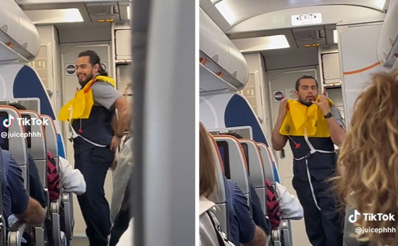 Ο αεροσυνοδός που έγινε viral με τον τρόπο που έκανε επίδειξη ασφαλείας &#8211; «Είναι έτοιμος για το Broadway»