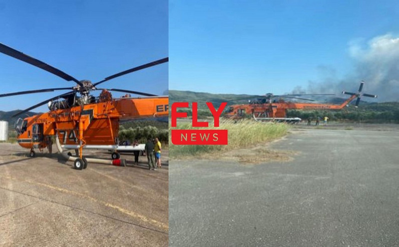 Φωτιά στη Λακωνία: Αναγκαστική προσγείωση λόγω βλάβης για ελικόπτερο Erickson