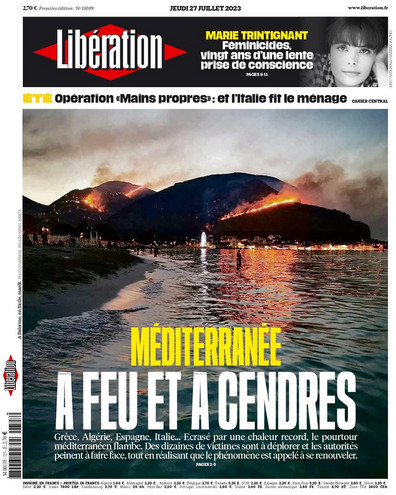 Liberation για πυρκαγιές: «Στη φωτιά και τη στάχτη η Μεσόγειος»