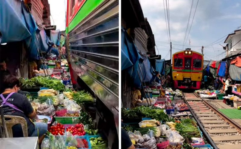 Μια απλή καθημερινή στην αγορά Maeklong της Ταϊλάνδης
