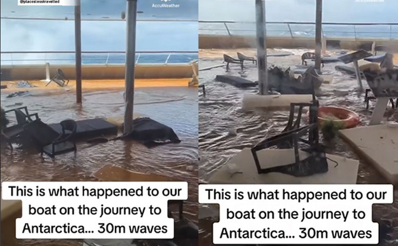 Η στιγμή που τεράστια κύματα «καταπίνουν» κρουαζιερόπλοιο στο σημείο που συγκλίνουν ο Ατλαντικός και ο Ειρηνικός